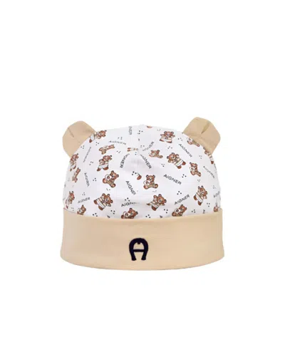 Aigner Teddy-bear Print Beanie In Nude