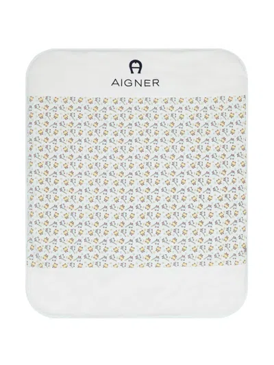 Aigner Teddy-bear Print Blanket In Blue