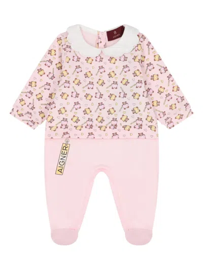 Aigner Babies' Teddy-bear Print Pajamas In Pink