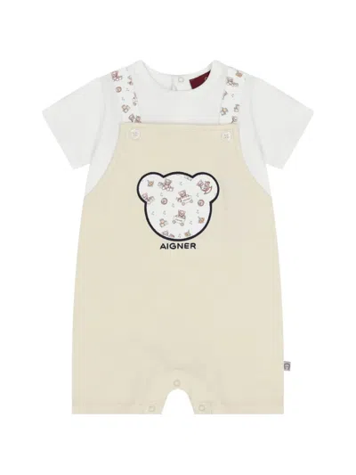 Aigner Teddy Graphic Babywear In Neutral
