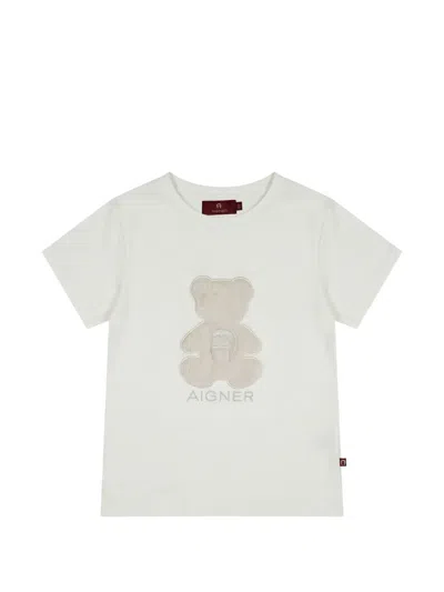 Aigner Kids' Teddy-bear-patch T-shirt In White