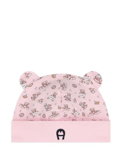 Aigner Babies' Teddy-bear-pattern Beanie Hat In Pink