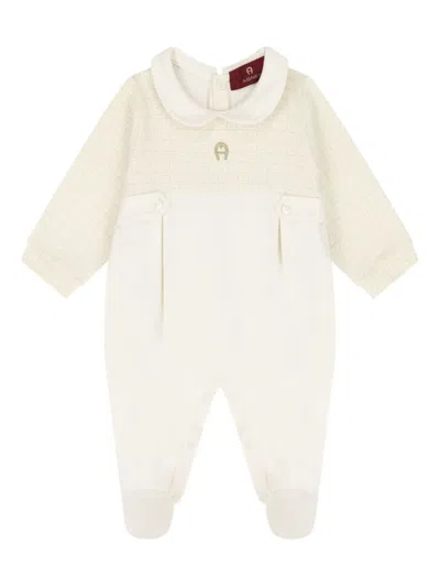 Aigner Tweed-panel Babygrow In White