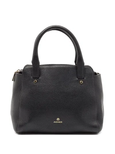 Pre-owned Aigner Vintage 2024 Leather Tote Bag In Black