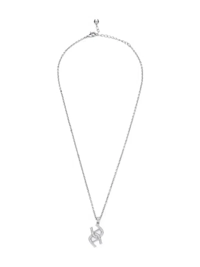 Pre-owned Aigner Vintage 2024  Crystal Horseshoe Necklace In Silver