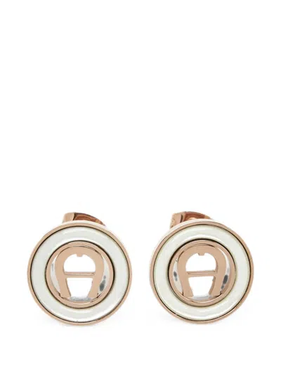 Pre-owned Aigner Vintage A Logo-motif Earrings In Pink