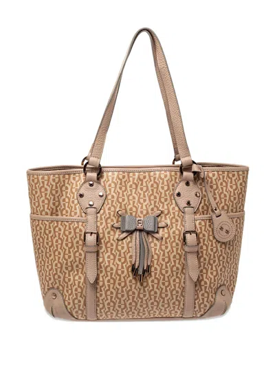 Pre-owned Aigner Vintage Canvas Tote Bag In Neutral