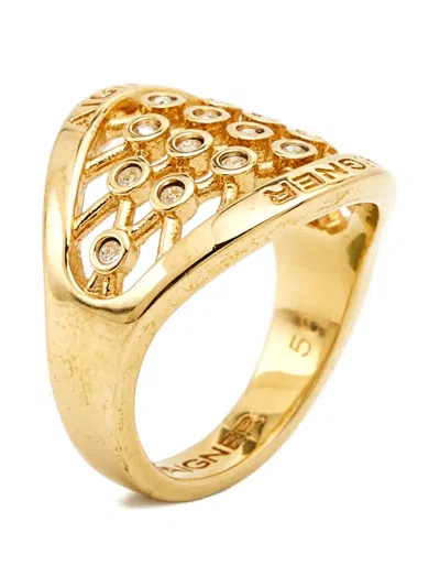 Pre-owned Aigner Vintage Crystal-embellished Lattice Ring