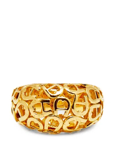 Pre-owned Aigner Vintage Cut-out Ring In Gold