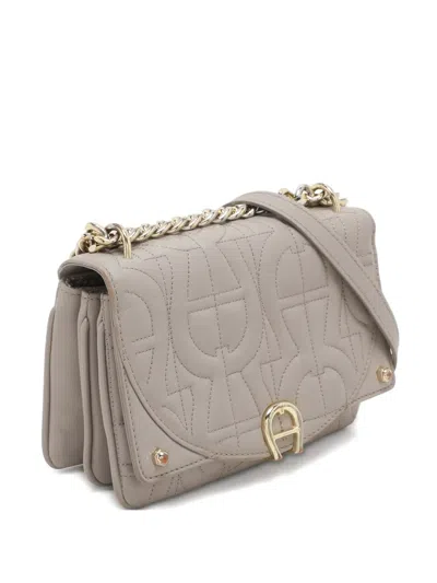 Pre-owned Aigner Vintage Mini Diadora Leather Cross Body Bag In Neutral