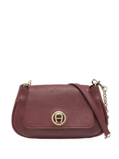 Pre-owned Aigner Vintage Flap-top Shoulder Bag In Red