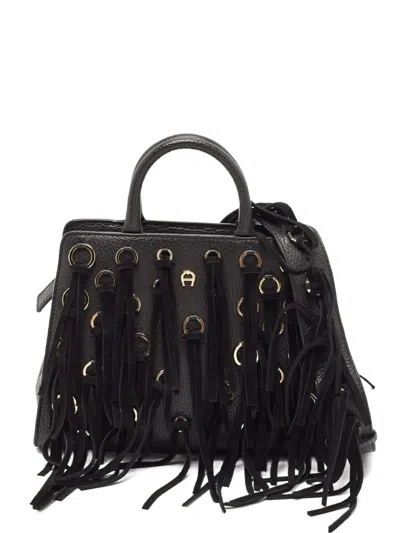 Pre-owned Aigner Vintage Fringed Leather Tote Bag