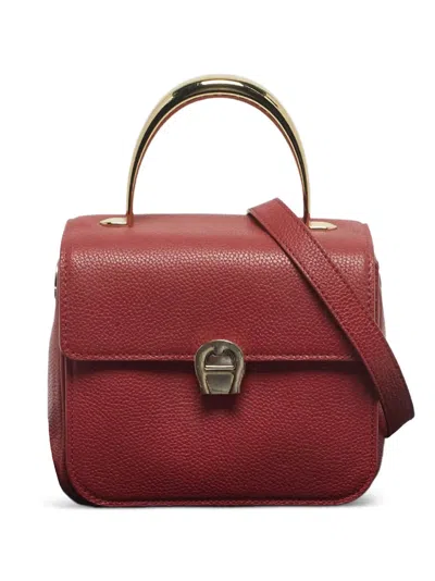 Pre-owned Aigner Vintage Genoveva Leather Tote Bag In Red