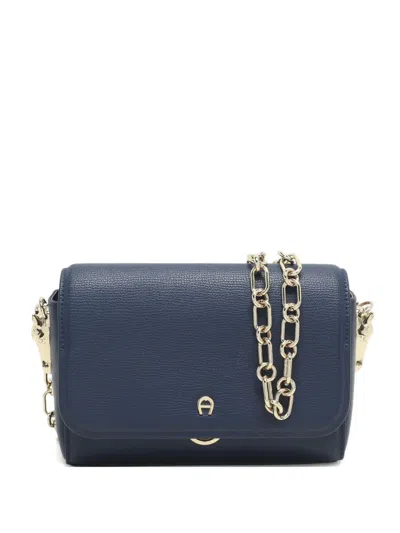 Pre-owned Aigner Vintage Grazia Leather Cross Body Bag In Blue