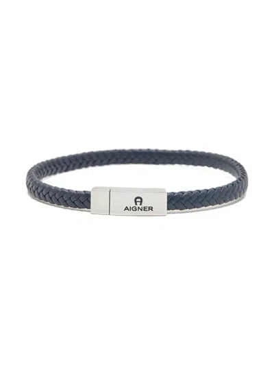 Pre-owned Aigner Vintage Leather Bracelet In Blue