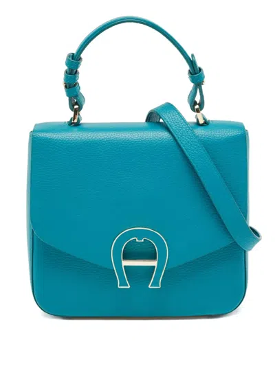 Pre-owned Aigner Vintage Leather Crossbody Bag In Blue
