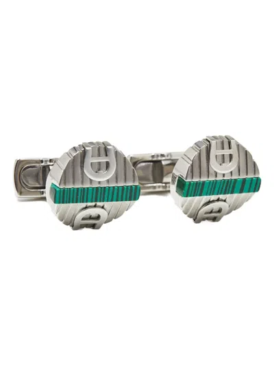 Pre-owned Aigner Vintage Logo Detail Cufflinks In Silver