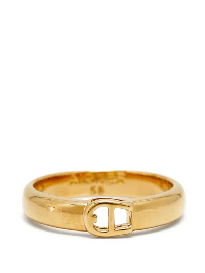 Pre-owned Aigner Vintage Logo Ring In Gold
