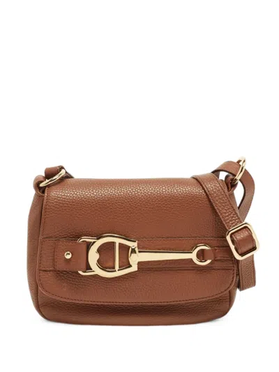 Pre-owned Aigner Vintage Logo-buckle Flap Mini Bag In Brown