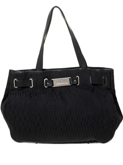 Pre-owned Aigner Vintage  Leather-belt Tote Bag In Black