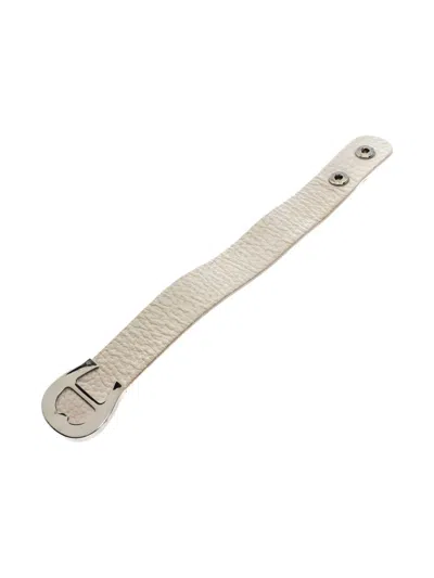 Pre-owned Aigner Vintage  Leather Bracellet In White
