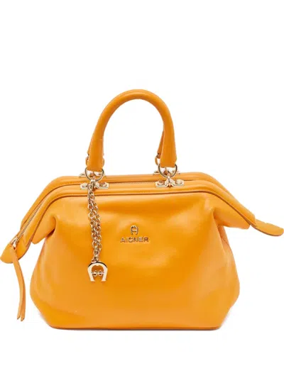 Pre-owned Aigner Vintage  Leather Tote Bag In Orange