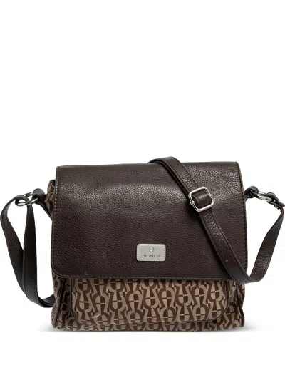 Pre-owned Aigner Vintage  Monogrammed Flap Shoulder Bag