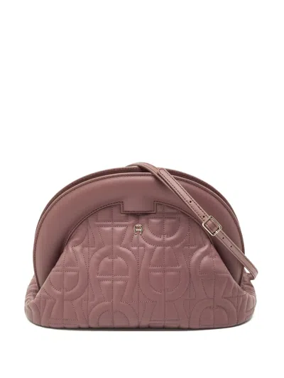 Pre-owned Aigner Vintage Quilted Leather Clutch Bag In Purple