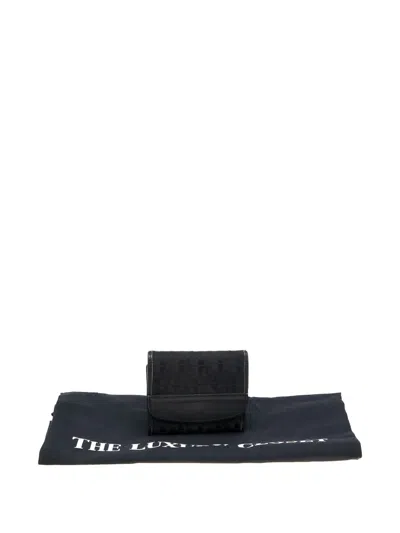 Pre-owned Aigner Vintage Signature Trifold Wallet In Black