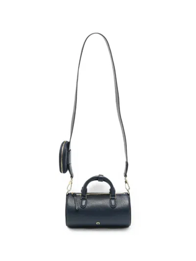 Pre-owned Aigner Vintage Small Isa Horseshoe Crossbody Bag In Blue