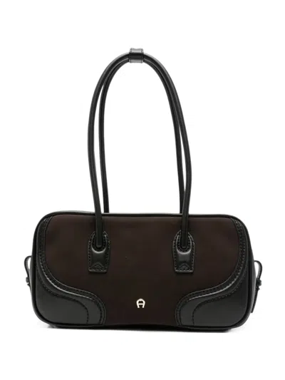 Aigner Whip Leather Shoulder Bag In Brown