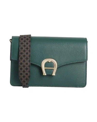 Aigner Woman Cross-body Bag Green Size - Cow Leather, Recycled Polyester, Polyurethane Resin, Polyvi