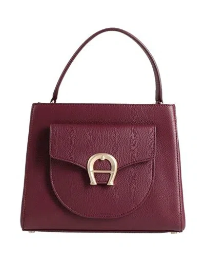 Aigner Woman Handbag Plum Size - Leather In Purple