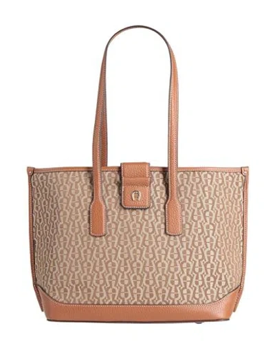 Aigner Woman Shoulder Bag Sand Size - Recycled Polyester, Leather In Beige