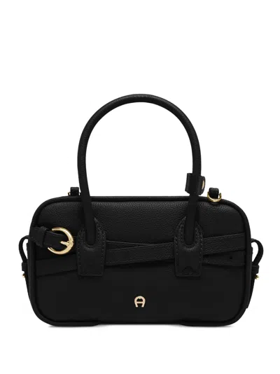 Aigner Xs Whip Cintura Buckle-detail Leather Shoulder Bag In Black