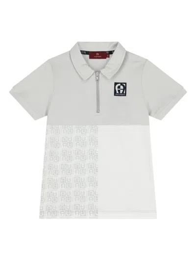 Aigner Kids' Zip-up Polo Shirt In Gray