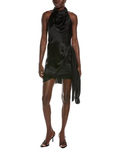 wardrobe nyc black mini dress Satin Black Halterneck Mini Dress main image 0