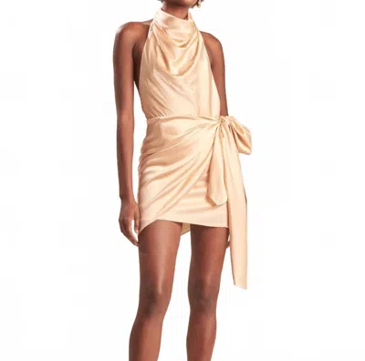 Aiifos Alexandra Silk Mini Dress In Blush In Gold