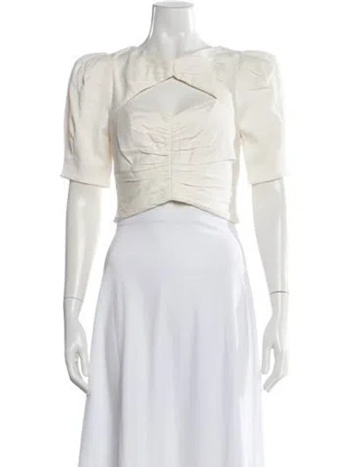 Pre-owned Aiifos Asymmetrical Short Sleeve Top In White