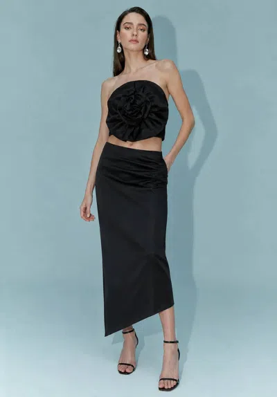 Aiifos Camila Strapless Bustier Top In Black