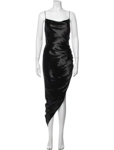 Pre-owned Aiifos Cowl Neck Midi Length Dress W/ Tags In Black