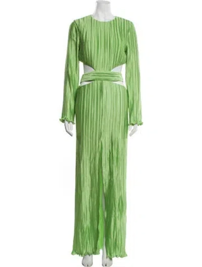 Pre-owned Aiifos Crew Neck Long Dress In Green