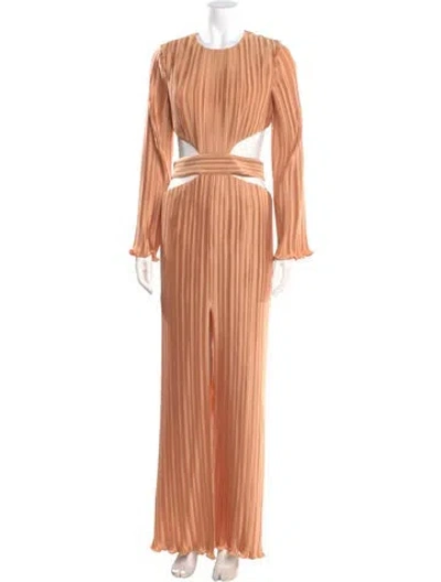 Pre-owned Aiifos Crew Neck Long Dress In Neutral