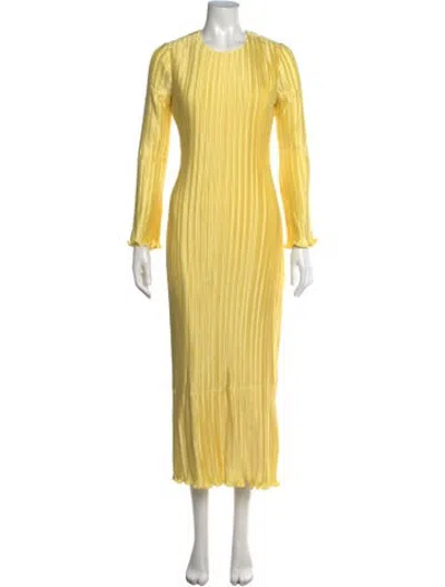 Pre-owned Aiifos Crew Neck Long Dress W/ Tags In Yellow