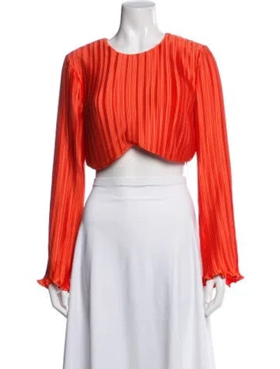 Pre-owned Aiifos Crew Neck Long Sleeve Crop Top W/ Tags In Orange
