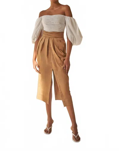 Aiifos Erin Bustier Off The Shoulder Top In White In Gray