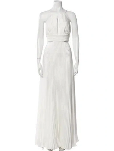Pre-owned Aiifos Halterneck Long Dress In White