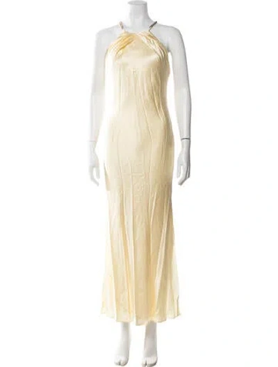 Pre-owned Aiifos Halterneck Long Dress In Yellow