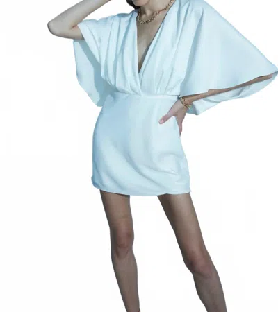 Aiifos Issa Cape Mini Dress In White In Blue