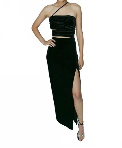 Aiifos Julia Maxi Dress In Black Velvet